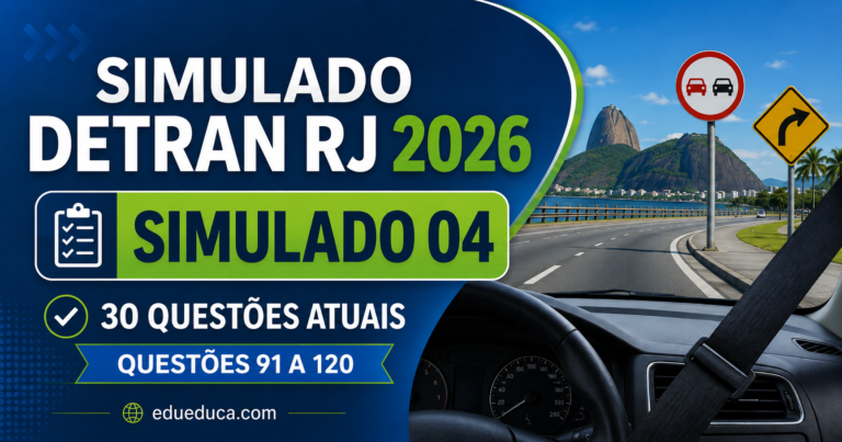 Simulado DETRAN RJ 2026 #4: 30 questões atualizadas com gabarito - questões para prova teórica da CNH no Rio de Janeiro