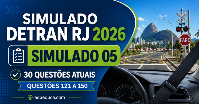 Simulado DETRAN RJ 2026 #5: 30 questões atualizadas com gabarito - questões para prova teórica da CNH no Rio de Janeiro