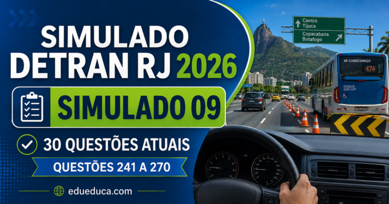 Simulado DETRAN RJ 2026 #9: 30 questões atualizadas com gabarito - questões para prova teórica da CNH no Rio de Janeiro