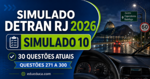 Simulado DETRAN RJ 2026 #10: 30 questões atualizadas com gabarito - questões para prova teórica da CNH no Rio de Janeiro