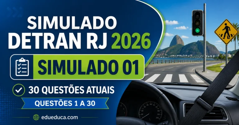 Simulado DETRAN RJ 2026 #1: 30 questões atualizadas com gabarito - questões para prova teórica da CNH no Rio de Janeiro