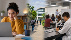 Estudantes em atividades EAD e presenciais representando as novas regras de 2026