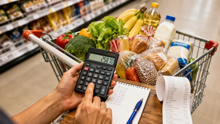 O que é inflação representado por cesta de compras, etiquetas de preço e gráfico