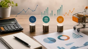 CDI, Selic e IPCA representados por indicadores financeiros e gráfico