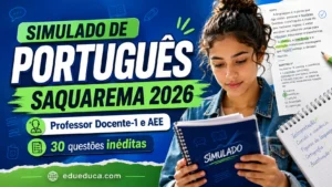 Simulado de Português IBAM Saquarema 2026 com 30 questões para Professor Docente-1 e AEE