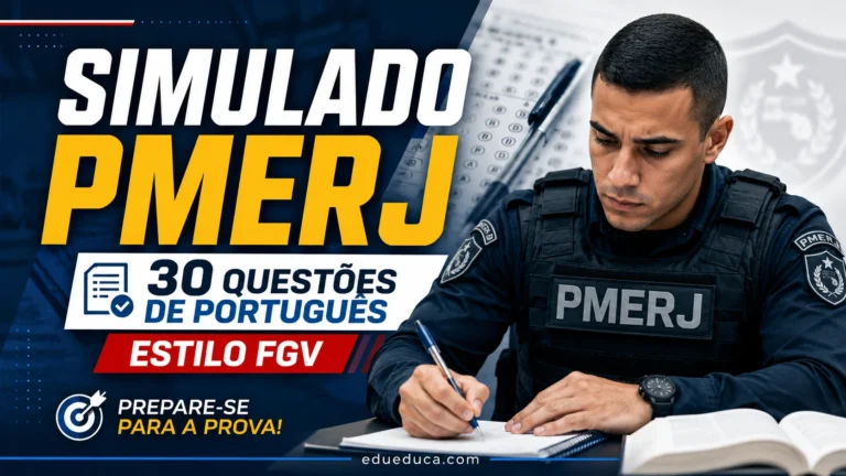 Simulado PMERJ Soldado com 30 questões de Língua Portuguesa estilo FGV
