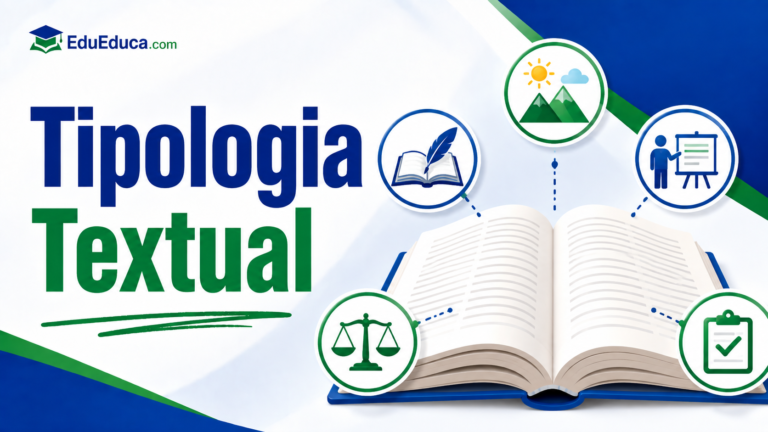 Imagem de destaque do artigo sobre tipologia textual com identidade visual do EduEduca