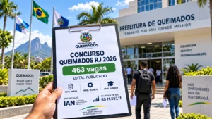 Concurso Queimados RJ 2026 oferece 463 vagas em edital da Prefeitura